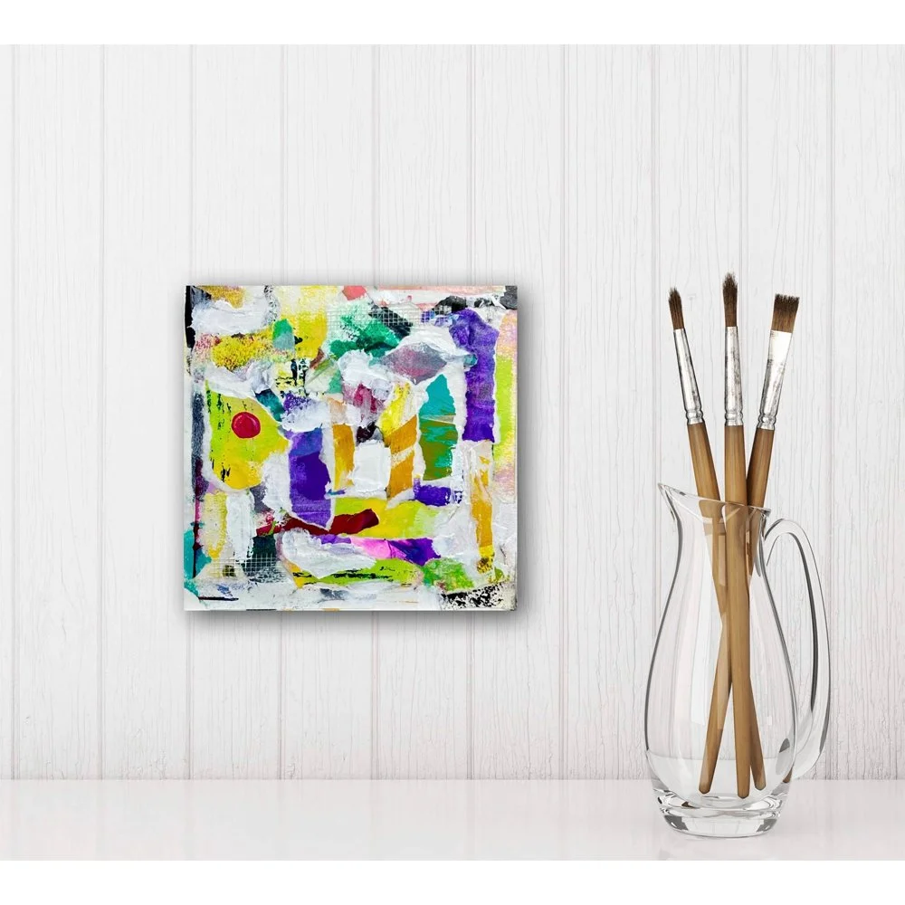 Colourful Mosaic - Original Abstract Mixed Media Collage Art